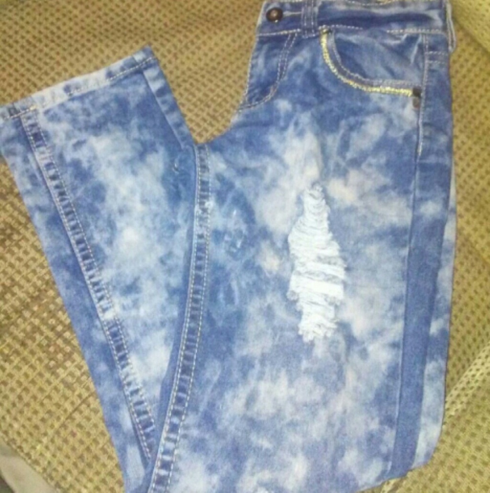 Ripped blue jeans